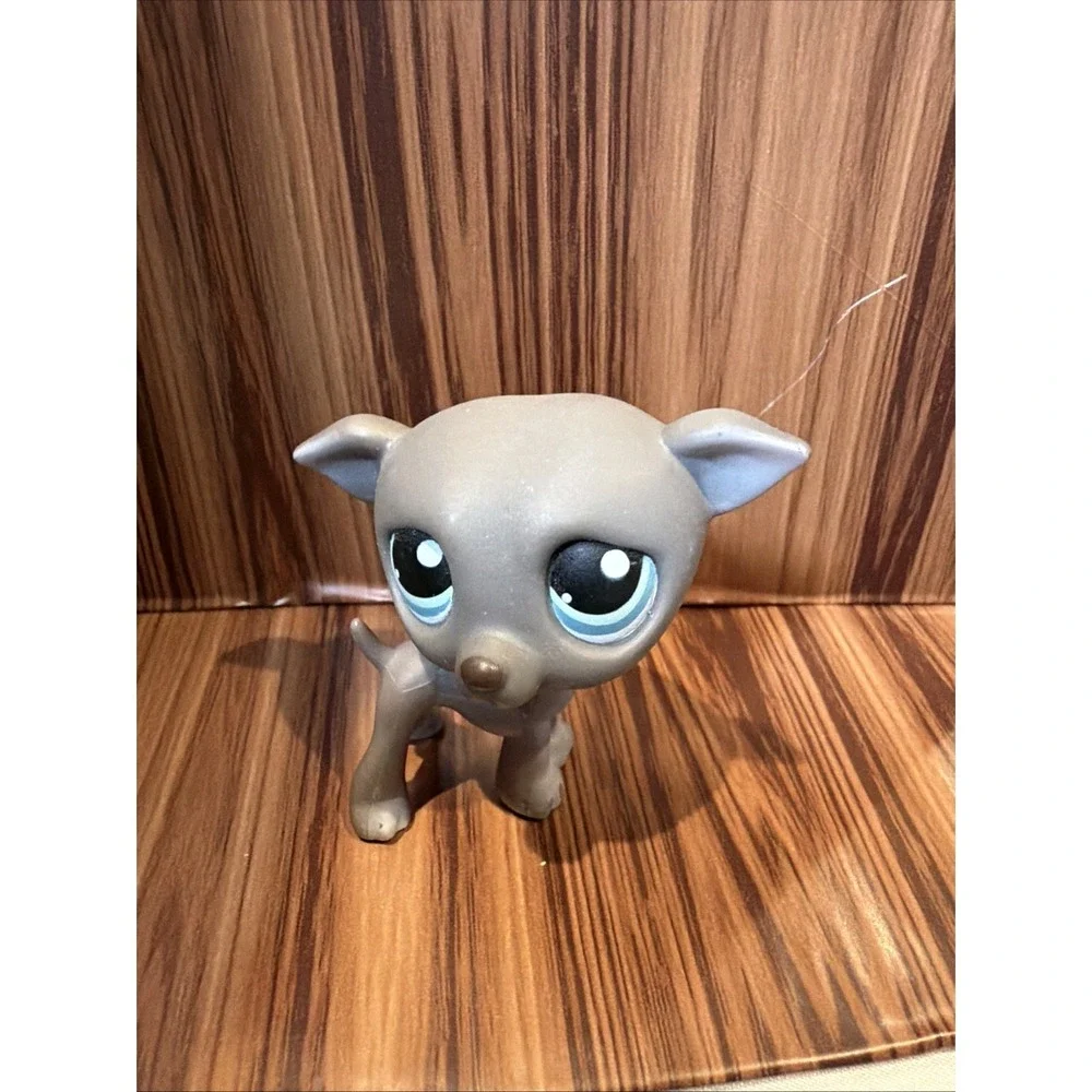Littlest Pet Shop LPS #319 Gray Greyhound Whippet Dog Blue Eyes Authentic Hasbro
